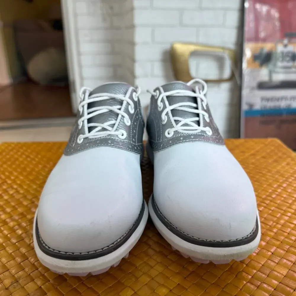 FJ FootJoy Traditions Spikeless Women’s Saddle Style Golf Shoe Size 7 Gray White